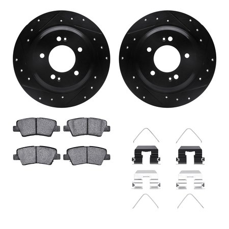 DYNAMIC FRICTION CO 8512-21033, Rotors-Drilled and Slotted-Black w/ 5000 Advanced Brake Pads incl. Hardware, Zinc Coated 8512-21033
